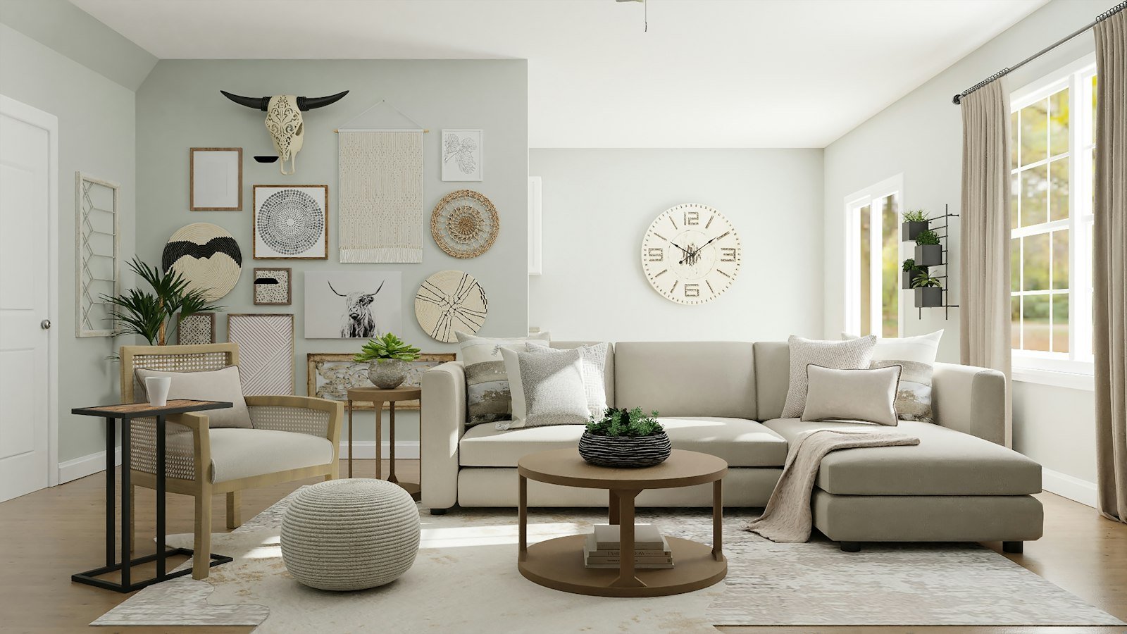 Stock photo: living room with light hardwood floors (Unsplash)